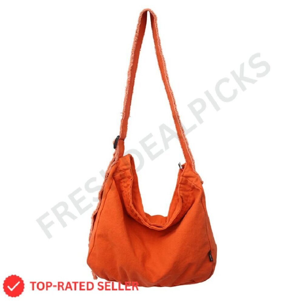 Canvas Crossbody Hobo Bag Large Capacity Adjustable Strap Casual Chic